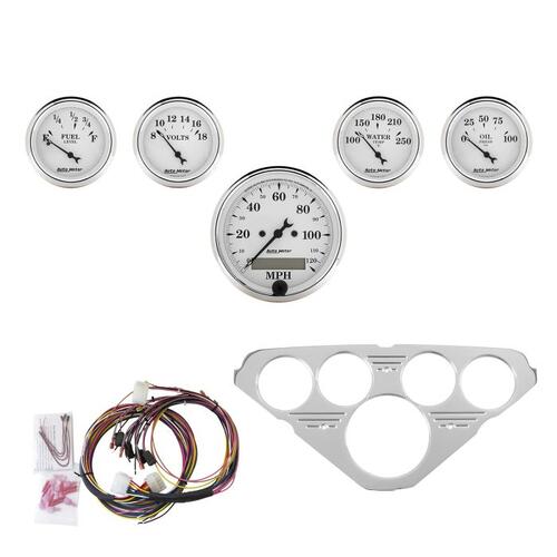 Autometer Direct Fit Dash Kit, Chevy Truck 55-59, Mph/Fuel/Oilp/Wtmp/Bat, Otw, Old Tyme White