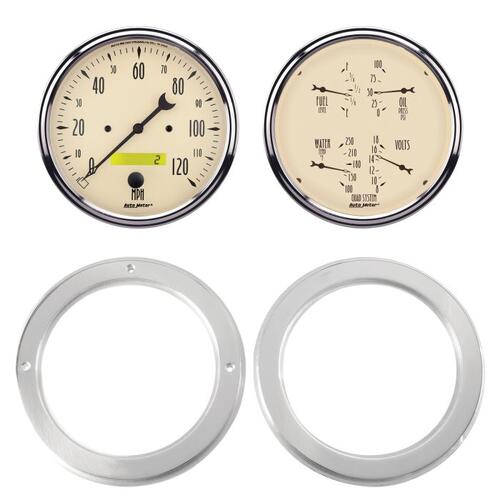 Autometer Direct Fit Dash Kit, 2 Pc, Chevy Truck 54-55, 2 X 5", Antique Beige, Antique Beige