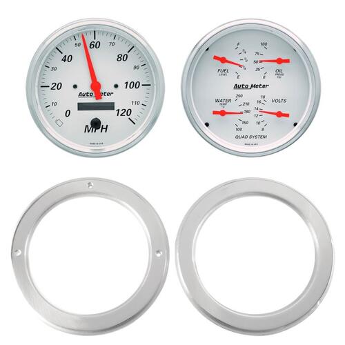 Autometer Direct Fit Dash Kit, 2 Pc, Chevy Truck 54-55, 2 X 5",  Arctic White, Arctic White