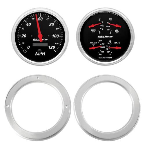 Autometer Direct Fit Dash Kit, 2 Pc, Chevy Truck 54-55, 2 X 5",  Designer Black, Designer Black