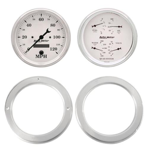 Autometer Direct Fit Dash Kit, 2 Pc, Chevy Truck 54-55, 2 X 5",  Old-Tyme White, Old-Tyme White