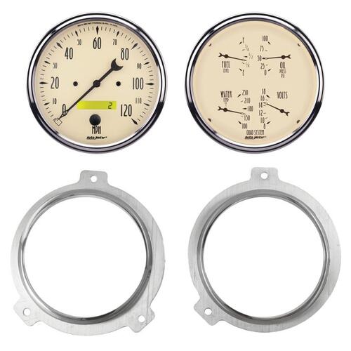 Autometer Direct Fit Dash Kit, 2 Pc, Chevy Car 51-52, 2 X 5", Antique Beige, Antique Beige