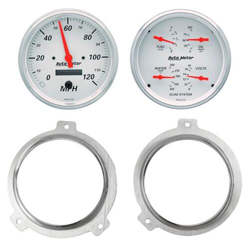 Autometer Direct Fit Dash Kit, 2 Pc, Chevy Car 51-52, 2 X 5",  Arctic White, Arctic White
