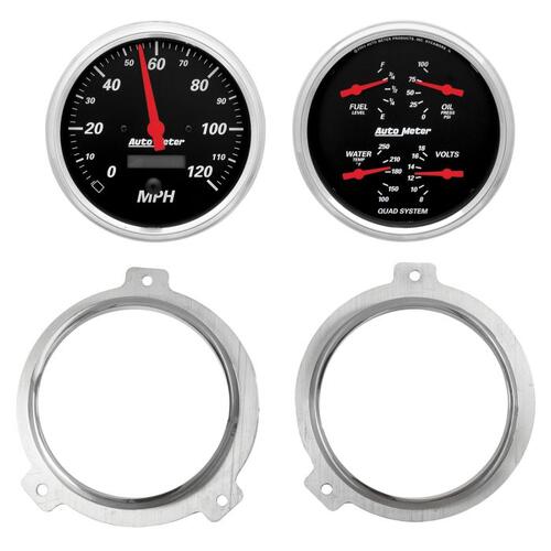 Autometer Direct Fit Dash Kit, 2 Pc, Chevy Car 51-52, 2 X 5",  Designer Black, Designer Black