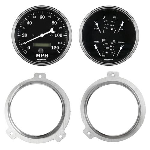 Autometer Direct Fit Dash Kit, 2 Pc, Chevy Car 51-52, 2 X 5",  Old Tyme Black, Old Tyme Black
