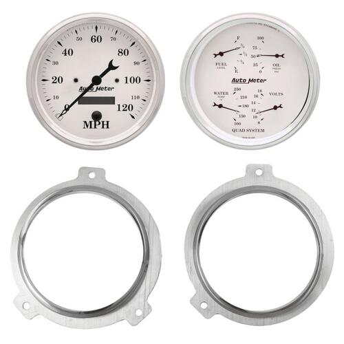 Autometer Direct Fit Dash Kit, 2 Pc, Chevy Car 51-52, 2 X 5",  Old-Tyme White, Old-Tyme White