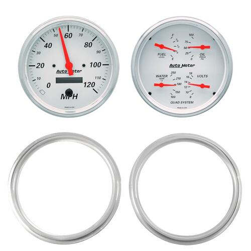 Autometer Direct Fit Dash Kit, 2 Pc, Chevy Truck 47-53, 2 X 5",  Arctic White, Arctic White