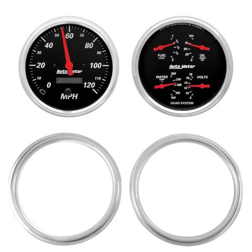 Autometer Direct Fit Dash Kit, 2 Pc, Chevy Truck 47-53, 2 X 5",  Designer Black, Designer Black