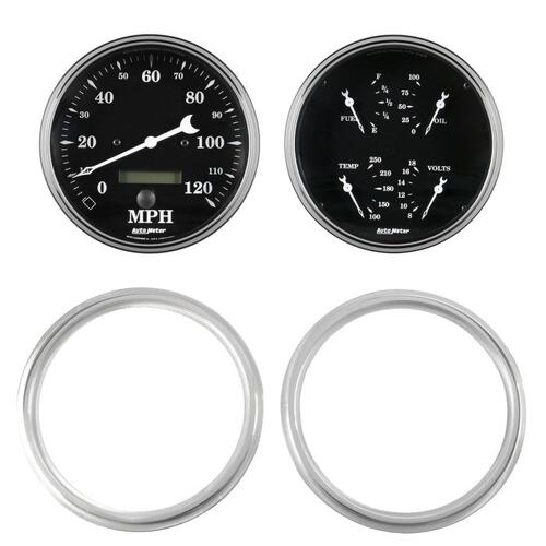 Autometer Direct Fit Dash Kit, 2 Pc, Chevy Truck 47-53, 2 X 5",  Old Tyme Black, Old Tyme Black