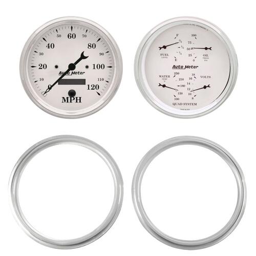 Autometer Direct Fit Dash Kit, 2 Pc, Chevy Truck 47-53, 2 X 5",  Old-Tyme White, Old-Tyme White