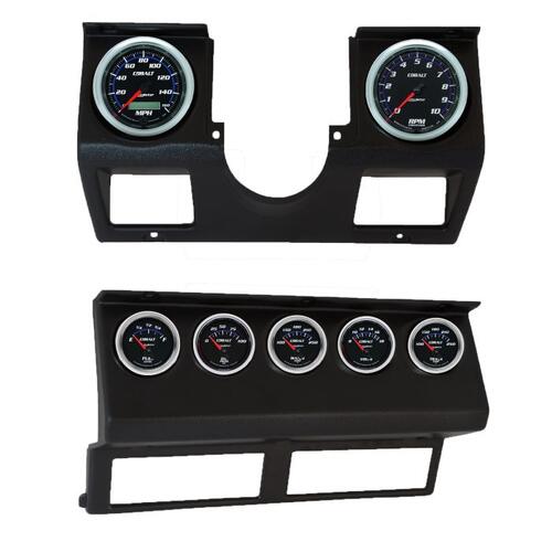 Autometer Direct Fit Dash Kit, Wrangler (Yj) 87-96, Tach/Mph/Fuel/Oilp/Wtmp/Volt/Trans, Cobalt, Coba