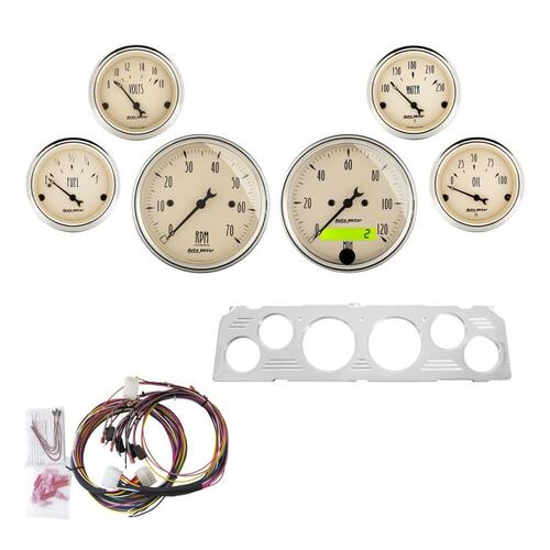 Autometer Direct Fit Dash Kit, Chevy Truck 64-66, Tach/Mph/Fuel/Oilp/Wtmp/Volt, Ab, Antique Beige