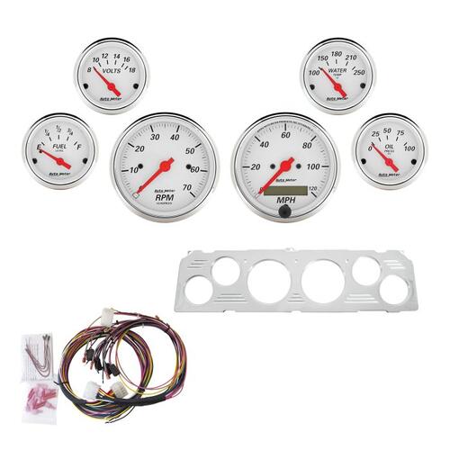 Autometer Direct Fit Dash Kit, Chevy Truck 64-66, Tach/Mph/Fuel/Oilp/Wtmp/Volt, Aw, Arctic White