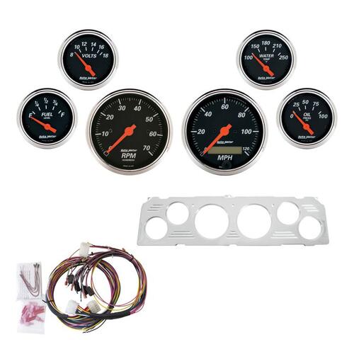 Autometer Direct Fit Dash Kit, Chevy Truck 64-66, Tach/Mph/Fuel/Oilp/Wtmp/Volt, Db, Designer Black