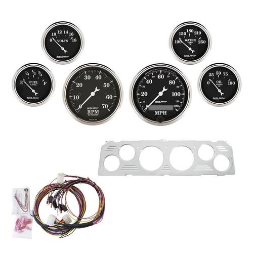 Autometer Direct Fit Dash Kit, Chevy Truck 64-66, Tach/Mph/Fuel/Oilp/Wtmp/Volt, Otb, Old Tyme Black