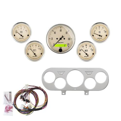 Autometer Direct Fit Dash Kit, Nova 62-65, Mph/Fuel/Oilp/Wtmp/Bat, Ab, Antique Beige