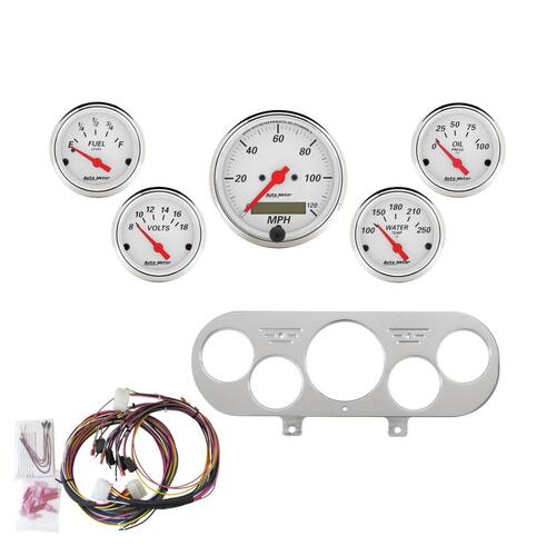 Autometer Direct Fit Dash Kit, Nova 62-65, Mph/Fuel/Oilp/Wtmp/Bat, Aw, Arctic White