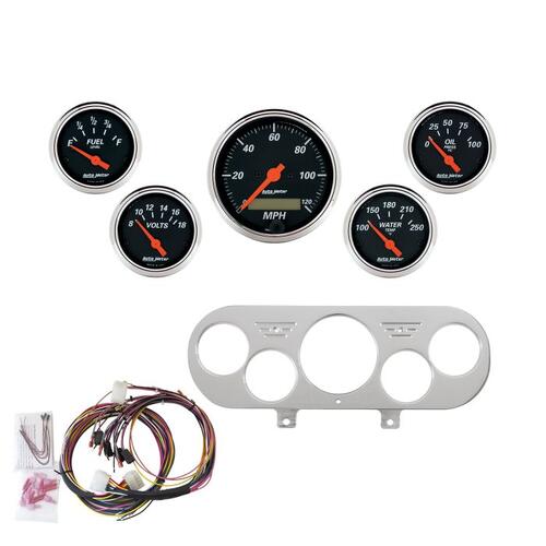 Autometer Direct Fit Dash Kit, Nova 62-65, Mph/Fuel/Oilp/Wtmp/Bat, Db, Designer Black