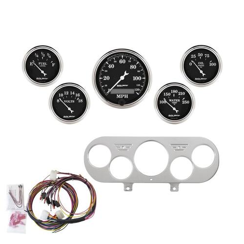 Autometer Direct Fit Dash Kit, Nova 62-65, Mph/Fuel/Oilp/Wtmp/Bat, Otb, Old Tyme Black