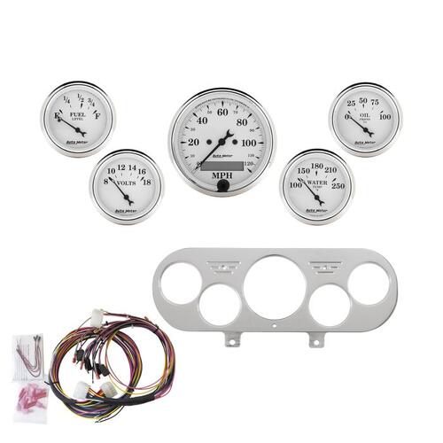 Autometer Direct Fit Dash Kit, Nova 62-65, Mph/Fuel/Oilp/Wtmp/Bat, Otw, Old Tyme White