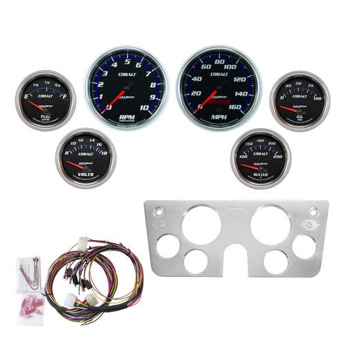 Autometer Direct Fit Dash Kit, Chevy Truck 67-72, Tach/Mph/Fuel/Oilp/Wtmp/Volt, Cobalt, Cobalt