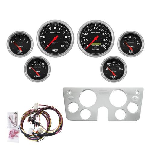 Autometer Direct Fit Dash Kit, Chevy Truck 67-72, Tach/Mph/Fuel/Oilp/Wtmp/Volt, Sport-Comp, Sport-Co