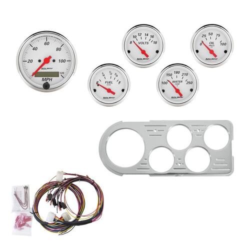 Autometer Direct Fit Dash Kit, Ford Truck 48-50, Mph/Fuel/Oilp/Wtmp/Bat, Aw, Arctic White