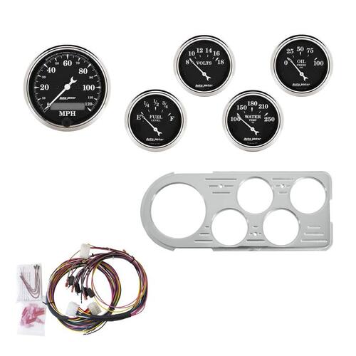 Autometer Direct Fit Dash Kit, Ford Truck 48-50, Mph/Fuel/Oilp/Wtmp/Bat, Otb, Old Tyme Black