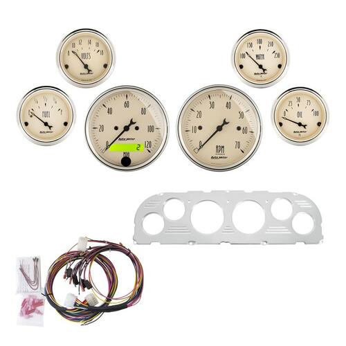 Autometer Direct Fit Dash Kit, Chevy Truck 60-63, Tach/Mph/Fuel/Oilp/Wtmp/Volt, Ab, Antique Beige