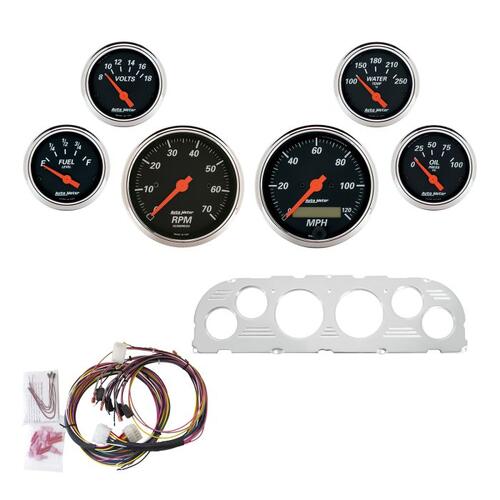 Autometer Direct Fit Dash Kit, Chevy Truck 60-63, Tach/Mph/Fuel/Oilp/Wtmp/Volt, Db, Designer Black