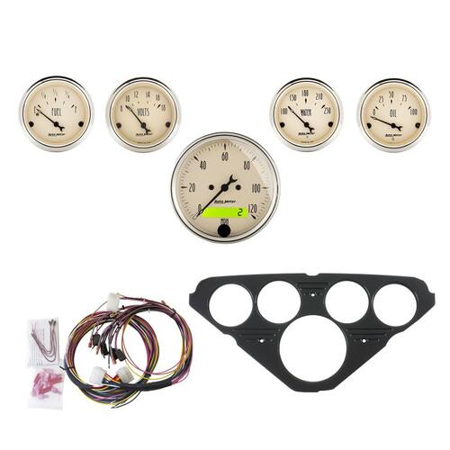Autometer Direct Fit Dash Kit, Chevy Truck 55-59, Mph/Fuel/Oilp/Wtmp/Bat, Ab, Antique Beige