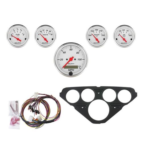 Autometer Direct Fit Dash Kit, Chevy Truck 55-59, Mph/Fuel/Oilp/Wtmp/Bat, Aw, Arctic White