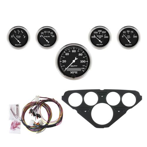 Autometer Direct Fit Dash Kit, Chevy Truck 55-59, Mph/Fuel/Oilp/Wtmp/Bat, Otb, Old Tyme Black