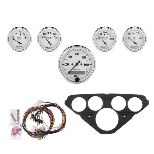 Autometer Direct Fit Dash Kit, Chevy Truck 55-59, Mph/Fuel/Oilp/Wtmp/Bat, Otw, Old Tyme White