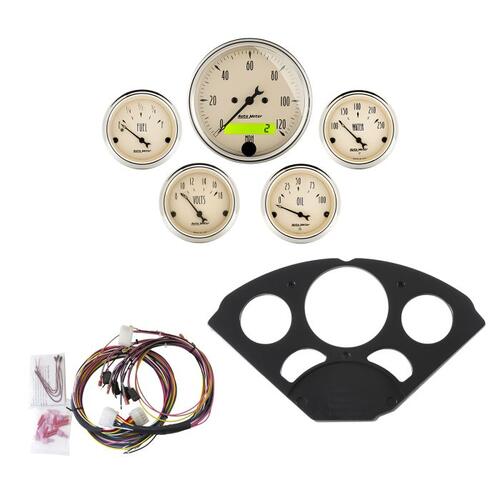 Autometer Direct Fit Dash Kit, Chevy 55-56, Mph/Fuel/Oilp/Wtmp/Bat, Ab, Antique Beige