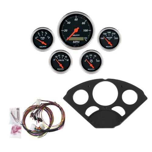 Autometer Direct Fit Dash Kit, Chevy 55-56, Mph/Fuel/Oilp/Wtmp/Bat, Db, Designer Black