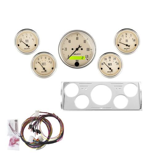 Autometer Direct Fit Dash Kit, Chevy Truck 40-46, Mph/Fuel/Oilp/Wtmp/Bat, Ab, Antique Beige