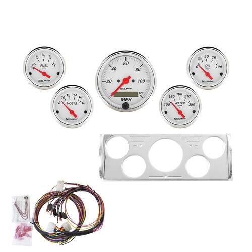 Autometer Direct Fit Dash Kit, Chevy Truck 40-46, Mph/Fuel/Oilp/Wtmp/Bat, Aw, Arctic White
