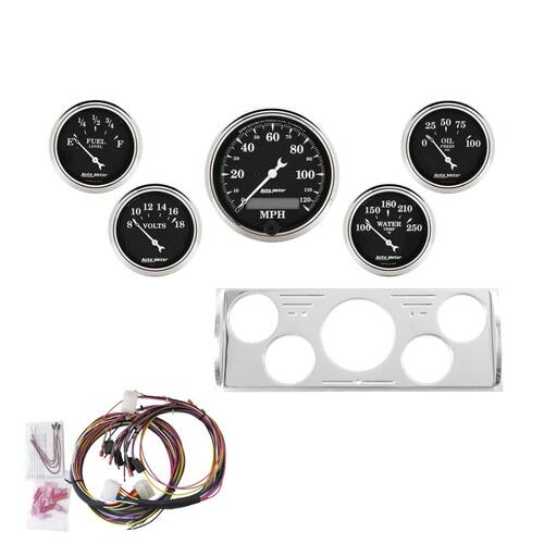 Autometer Direct Fit Dash Kit, Chevy Truck 40-46, Mph/Fuel/Oilp/Wtmp/Bat, Otb, Old Tyme Black