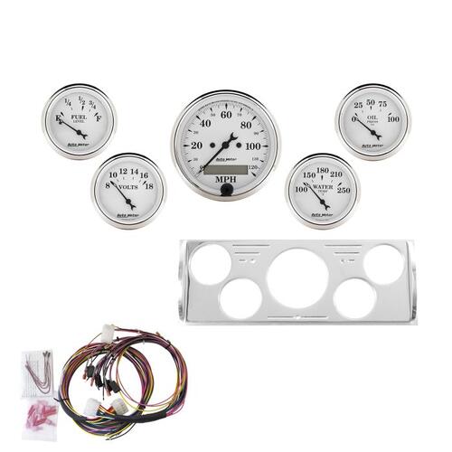 Autometer Direct Fit Dash Kit, Chevy Truck 40-46, Mph/Fuel/Oilp/Wtmp/Bat, Otw, Old Tyme White
