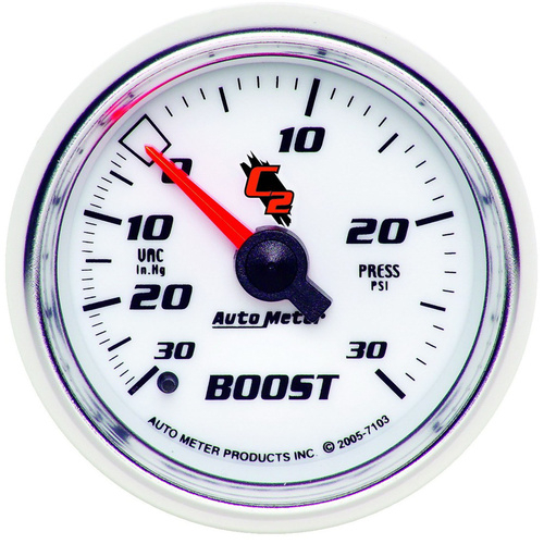 Autometer Gauge, C2, Vacuum/Boost, 2 1/16 in., 30 in. Hg/30psi, Mechanical, Each