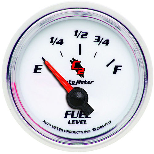 Autometer Gauge, C2, Fuel Level, 2 1/16 in., 0-90 Ohms, Electrical, Analog, Each