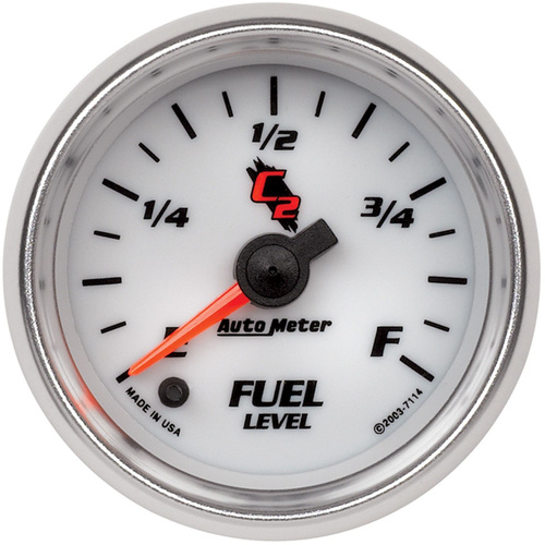 Autometer Gauge, C2, Fuel Level, 2 1/16 in., 0-280 Ohms Programmable, Analog, Each