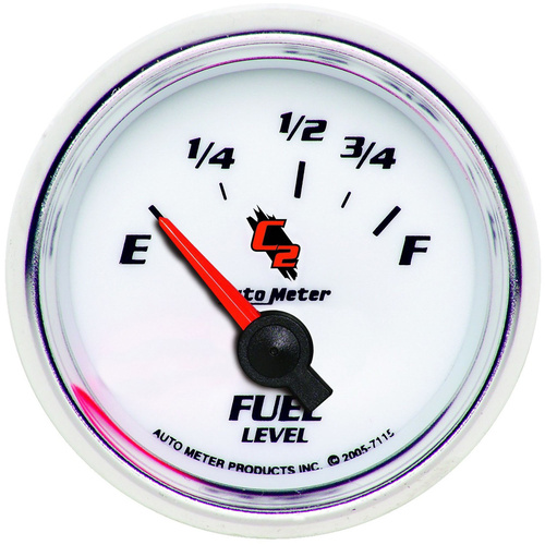 Autometer Gauge, C2, Fuel Level, 2 1/16 in., 73-10 Ohms, Electrical, Analog, Each