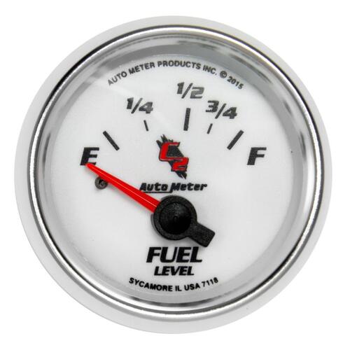 Autometer Gauge, Fuel Level, 2 1/16", 16Ωe To 158Ωf, Elec, C2, C2