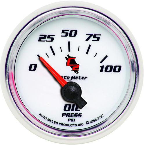 Autometer Gauge, C2, Oil Pressure, 2 1/16 in., 100psi, Electrical, Analog, Each