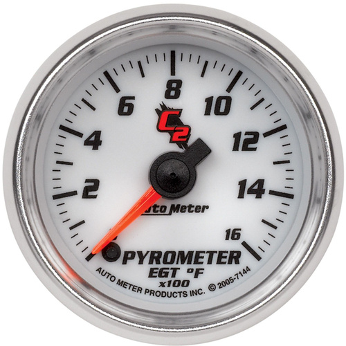Autometer Gauge, C2, Pyrometer (EGT), 2 1/16 in., 1600 Degrees F, Digital Stepper Motor, Each