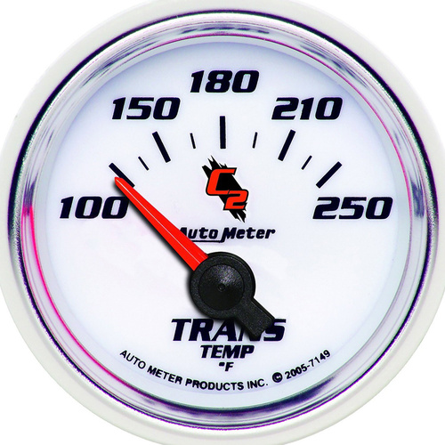 Autometer Gauge, C2, Transmission Temperature, 2 1/16 in, 100-250 Degrees F, Electrical, Analog, Each