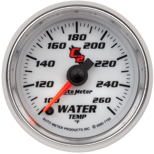 Autometer Gauge, C2, Water Temperature, 2 1/16 in., 100-260 Degrees F, Digital Stepper Motor, Analog, Each