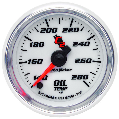 Autometer Gauge, C2, Oil Temperature, 2 1/16 in., 140-280 Degrees F, Digital Stepper Motor, Each